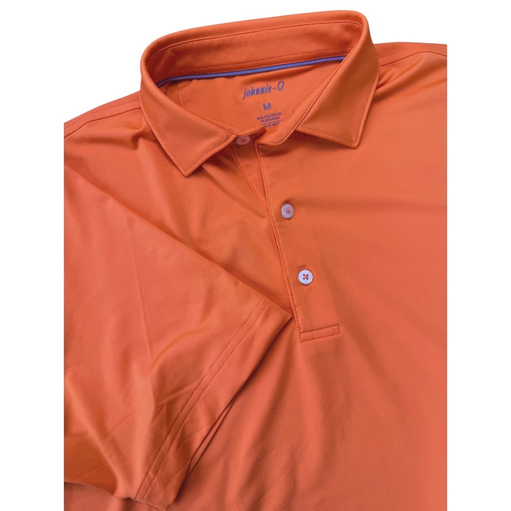 Johnnie-O Polo Shirt Men Size M Bright Orange‎ Performance Golf Preppy Athletic